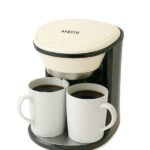 Afecto Koffiezetapparaat inclusief twee kopjes – Compact Filter Koffiezetter – Geschikt voor 2 Kopjes – Zwart/Wit – Handig en Snel voor Thuis of Kantoor. Ook voor caravan, camper of camping