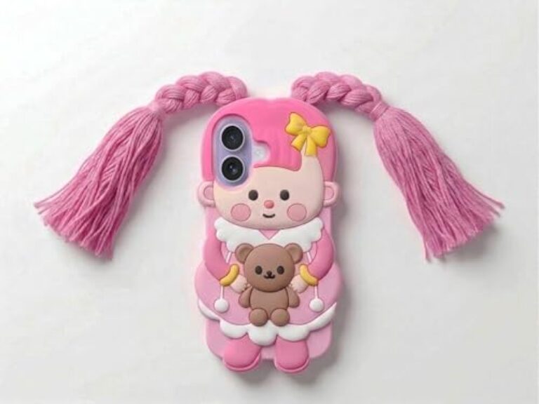 amazon basics Cute 3D Pink Doll Silicone Mobile Case for iPhone 17...