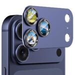 CACOE for iPhone 17 Pro Max Camera Lens Protector - Metal Frame Tempered Glass Cover, [Anti-Scratch] [Drop-Proof][Strong-Adhesion] Camera Screen Cover(Dark Blue)