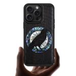 Carveit Designer Wooden Protective Case for iPhone 16 Pro Magnetic Case Cover [Wood Engraving & Shell Inlay] Compatible with 16 Pro MagSafe Case (Haloed Crow-Blackwood)