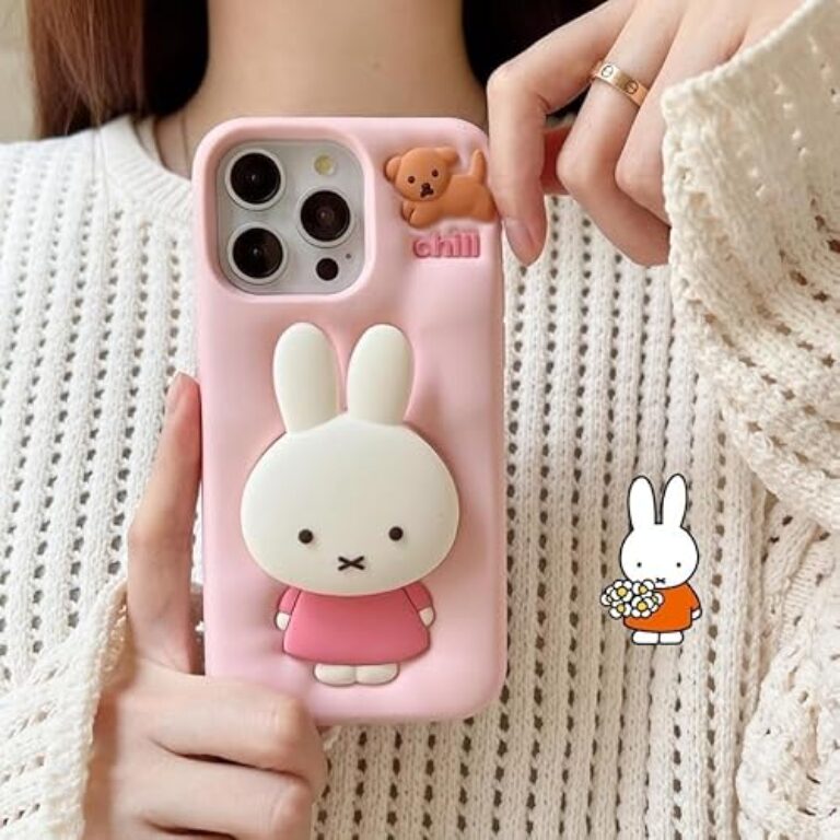 Case Creation Full Aesthetic Charming 3D Miffy Bunny iPhone Case,Pink Kawaii Design...