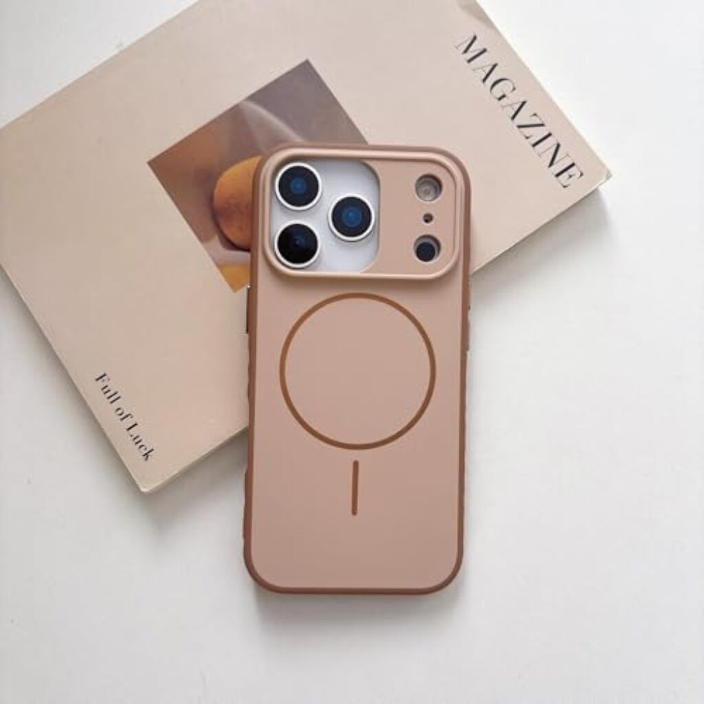 Case Creation Silicone Matte Soft Silky Touch Phone Case Compatible with Magsafe for iPhone 11,12,13,14,15,16,17 Pro Max Air | Rubberised Corner Back Cover (Brown, iPhone 13)
