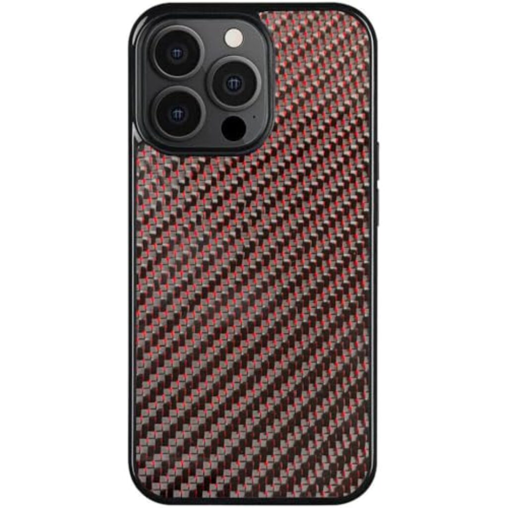 CaseNuvo for iPhone 15 Pro Case Twill Texture Aramid Fiber + TPU Shockproof Phone Cover - Red