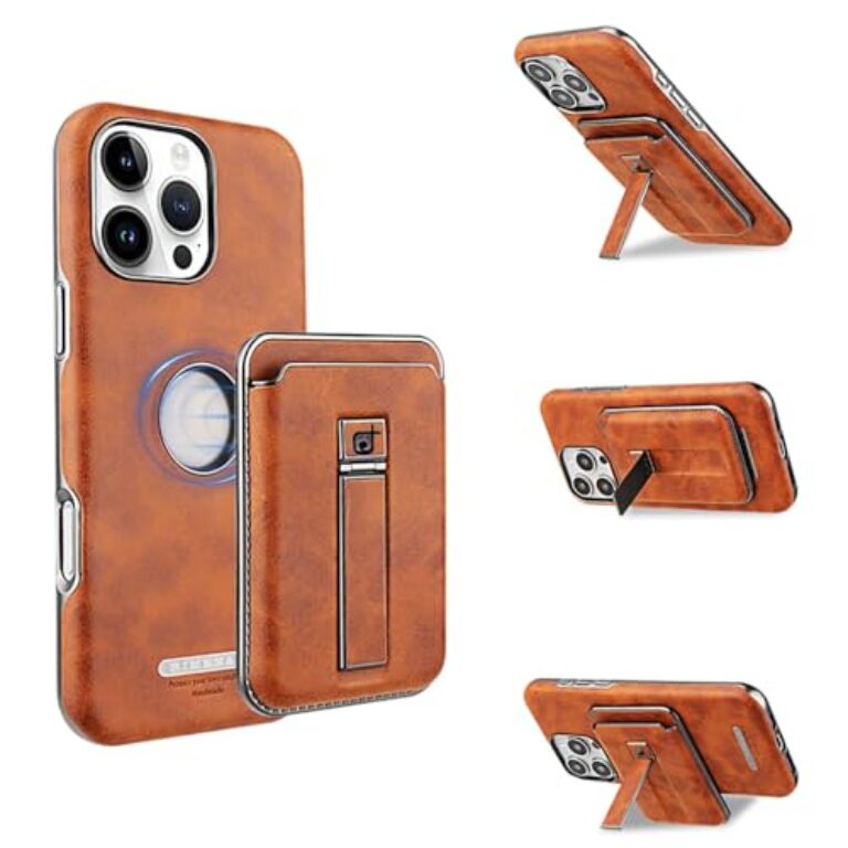 CaseNuvo for iPhone 16 Pro Case with Card Holder Kickstand Leather Texture...