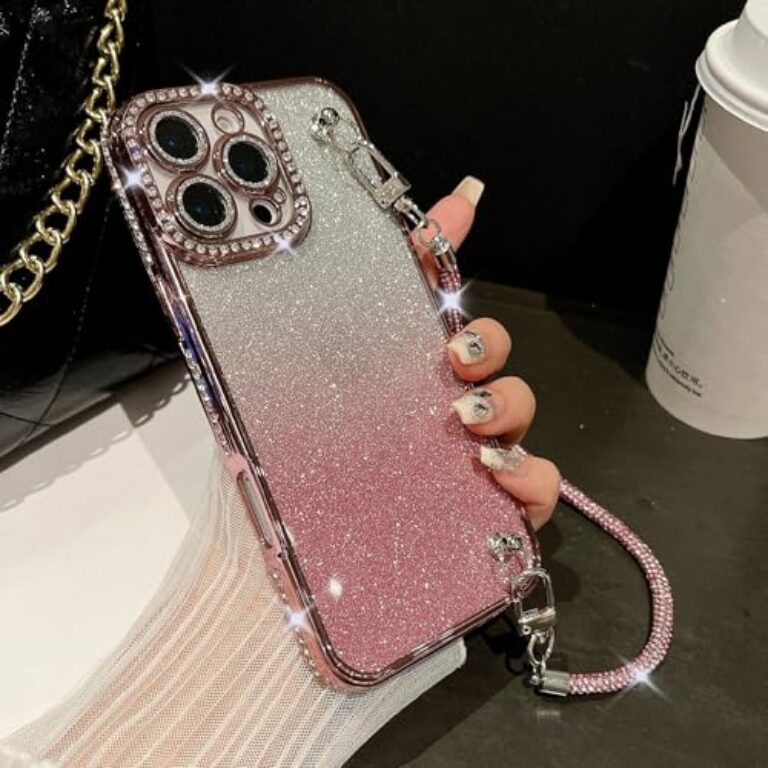 CaseNuvo for iPhone 16 Pro Max Case Electroplated Edge Rhinestone Glitter Decor...