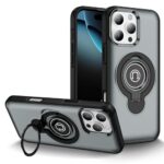 CaseNuvo for iPhone 16 Pro Max Case TPU + PC Magnetic Car Mount Phone Cover with Ring Kickstand - Grey