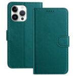 CaseNuvo for iPhone 16 Pro Max Leather Case Wallet Stand Solid Color Anti Drop Phone Cover - Green
