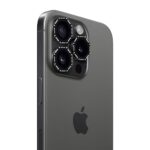 CRUNK AR+AF Designer Hexagon Camera Glass Lens Protector Ring for APPLE IPHONE 15 PRO MAX | Metal Hexagon Ring 9H Hardness | Scratchproof Hexagon Cut | Stylish Phone Accessories (BLACK)