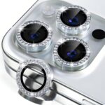 CRUNK Lens Protector Metal Diamond Ring for APPLE IPHONE 15 PRO MAX | 9H Hardness Scratchproof Protector | HD Clear Camera Lens Guard | Stylish Case Friendly Accessories (SILVER)
