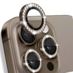 CRUNK Lens Protector Metal Diamond Ring for APPLE IPHONE 16 PRO MAX | 9H Hardness Scratchproof Protector | HD Clear Camera Lens Guard | Stylish Case Friendly Accessories (BROWN)