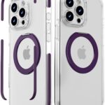 DecaStars Magnetic for iPhone 15 Pro Max Case with 360 Spin Stand [Compatible with MagSafe] [Military-Grade Protection] [Detachable Strip] Anti-Yellowing Slim Case for iPhone 15 Pro Max 6.7", Purple