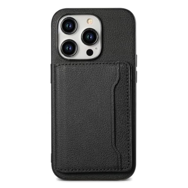 DHK RETAIL for iPhone 15 Pro Max Kickstand Cover Card Slots Calf...