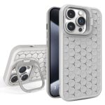 DHK RETAIL for iPhone 15 Pro Max Magnetic Case Heat Dissipation TPU Cover with Lens Frame Kickstand - Grey