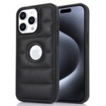 DHK RETAIL for iPhone 15 Pro Phone Case Down Jacket Back Cover with Logo View Hole - Black