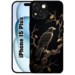 Eagle, Bird Premium 2D Printed Metal Back Case for iPhone 15 Plus | Flexible TPU Bumper, Anti-Slip Grip, Lightweight Shockproof Full Protection Cover-329
