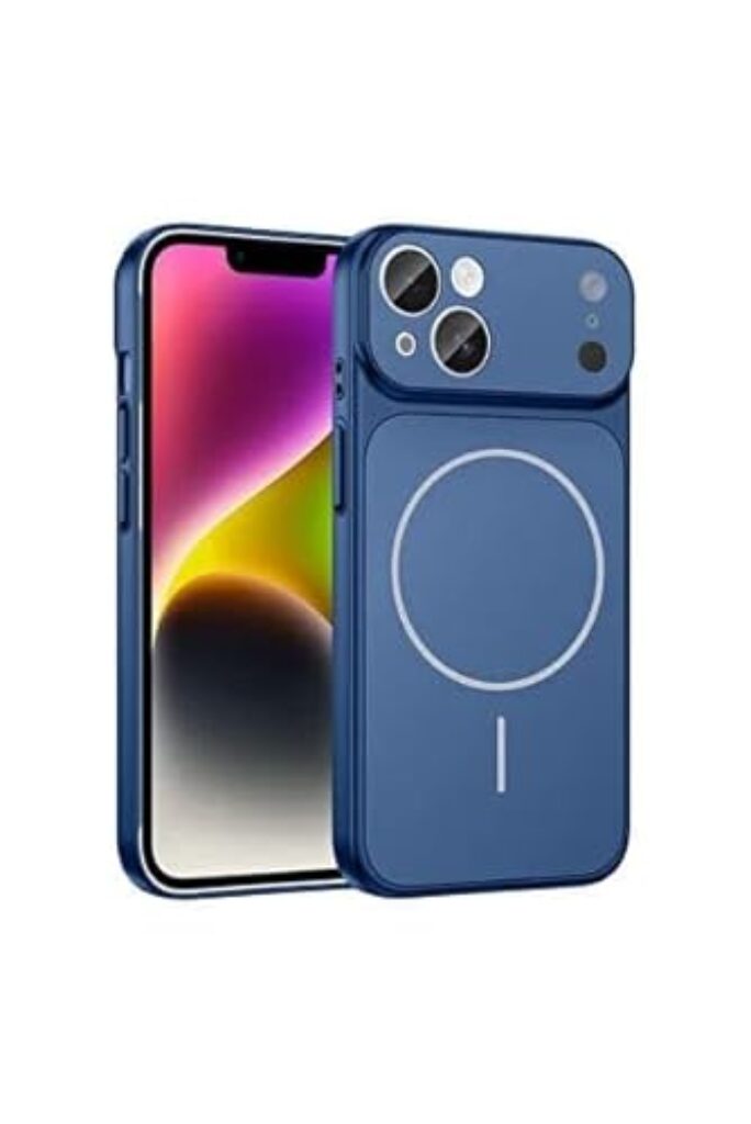 Erams Online for iPhone 15 Plus |Convert to 17 pro /17 Pro Max Style Premium Protective MagSafe Back Cove Converter Cover Magnetic Case for iPhone 15 Plus |Convert to 17 pro /17 Pro Max (Blue)