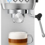 Espressomachine 20 Bar - Piston Koffiemachines RVS - Met Stoompijpje - Coffee Machine - 1,3L Waterreservoir - COOK-IT