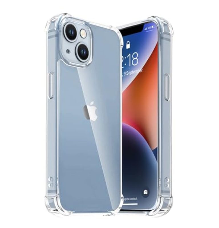 Fashionury 3D Raised Transparent Crystal Clear Back Cover for iPhone 15 |...