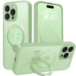 GolbinBox Compatible with iPhone 15 Pro Max Case, Built-in Invisible Stand, Matcha Green
