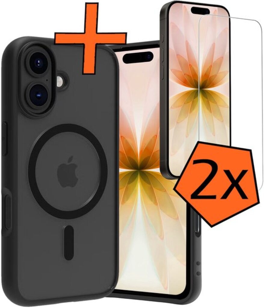 Hoes - Met 2x Screenprotector - Geschikt voor Apple iPhone 17 - Magsafe Compatible - Sterk & Shockproof - Back Cover - Shock Proof Case - Telefoon Hoes - Zwart