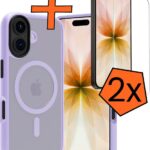 Hoes - Met 2x Screenprotector - Geschikt voor Apple iPhone 17 - Magsafe Compatible - Sterk & Shockproof - Back Cover - Shock Proof Case - Telefoon Hoes - Lila