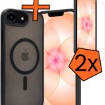 Hoes - Met 2x Screenprotector - Geschikt voor Apple iPhone 17e - Magsafe Compatible - Sterk & Shockproof - Back Cover - Shock Proof Case - Telefoon Hoes - Zwart