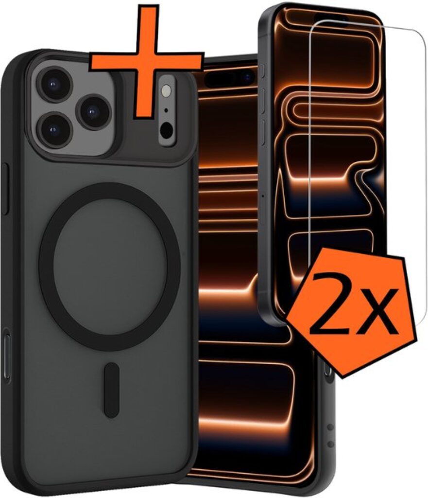 Hoes - Met 2x Screenprotector - Geschikt voor Apple iPhone 17 Pro Max - Magsafe Compatible - Sterk & Shockproof - Back Cover - Shock Proof Case - Telefoon Hoes - Zwart