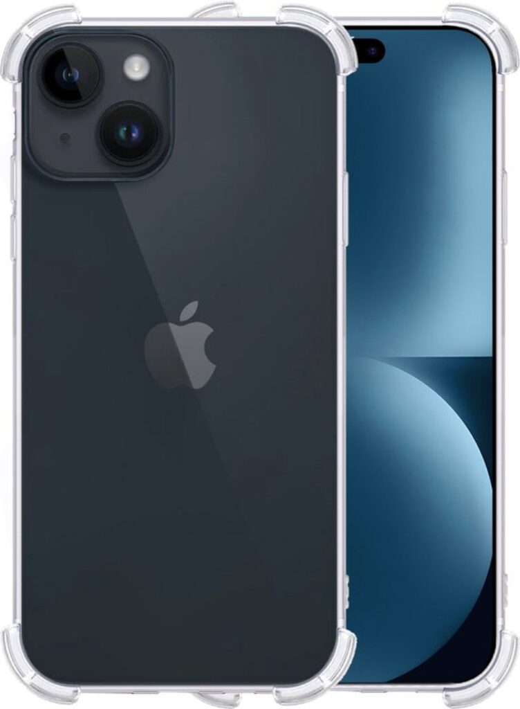 Hoesje - Geschikt voor Apple iPhone 15 - Sterk & Shockproof - Siliconen Shock Case - Hoes Cover - Telefoonhoes - Transparant