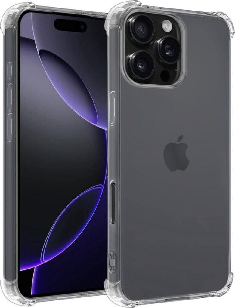 Hoesje - Geschikt voor Apple iPhone 16 Pro Max - Sterk & Shockproof - Siliconen Shock Case - Hoes Cover - Telefoonhoes - Transparant