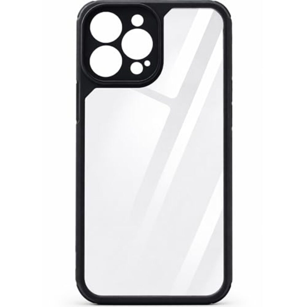 Hooxar Transparent Anti-Yellow Crystal Clear Back Cover for iPhone 15 Pro Max | Side Black Soft Shockproof Bumper Drop Protection