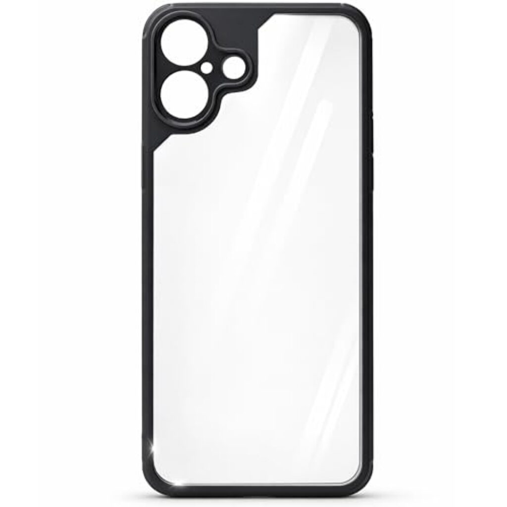 Hooxar Transparent Anti-Yellow Crystal Clear Back Cover for iPhone 16 Plus | Side Black Soft Shockproof Bumper Drop Protection