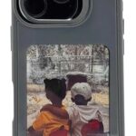 IXAAQ Customizable Photo Display Case for iPhone 15 Pro Max, Personalized Image Phone Cover with App Integration Grey