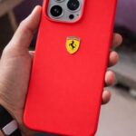 Liquid Silicon Shockproof Back Case and Cover Compatible with Apple iPhone 16 Pro Max, Matte Finish, Slim Protective Cover, Ferrar Sports car Logo (Red)