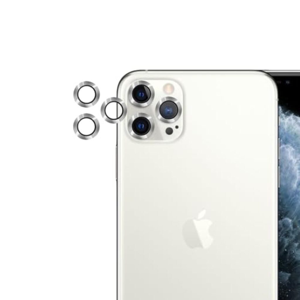 LIRAMARK Camera Glass Lens Protector Ring for iPhone 15 Pro/iPhone 15 Pro Max Case Friendly with Edge to Edge Coverage and Easy Installation (Silver)
