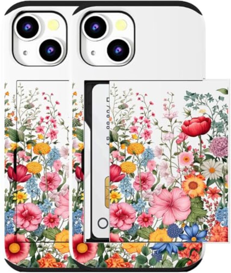 MUQR Compatible for iPhone 15 Case with Card Holder Cute – Kawaii...