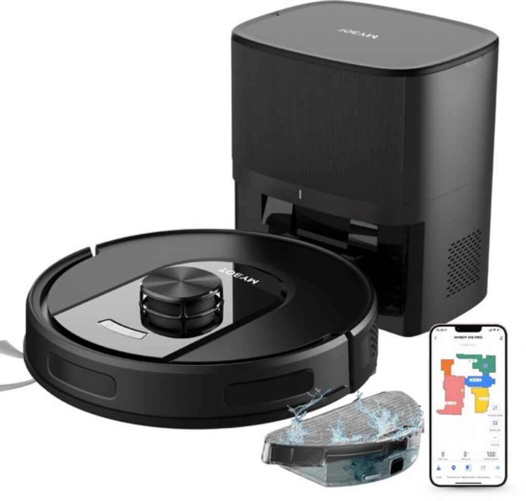 MYBOT X10 PRO - Robotstofzuiger Met Dweilfunctie - 6000PA Zuigkracht - Ideaal voor Huisdierharen – Laad- & Leegstation – LiDAR Navigatie