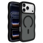 Newseego for iPhone 17 Pro Max Magnetic Case, Cute Curly Wavy Edge Design Translucent Matte Case for Women Girls Men Soft TPU and Hard PC Back Shockproof Protective Cover for iPhone 17 Pro Max-Black