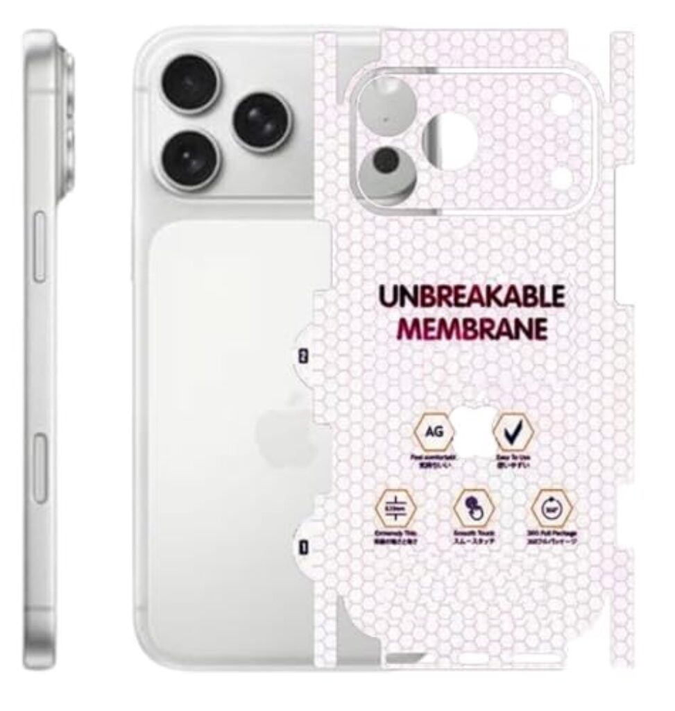 NISHTECH Matte Finish Full Body Cover Back Protector Compatible with iPhone 17 Pro | Unbreakable Membrane Scratch Guard Full Fit Protective, Case Friendly, (Back & Side) (Pack of 1)