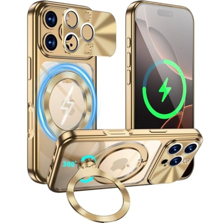 Ougsuico iPhone 16 Pro Case with CD Metal Ring Stand CD Full...