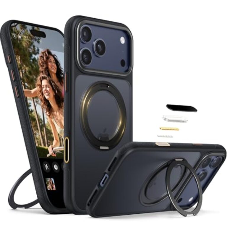 Peerock 360° Magnetic Stand Case,[Camera Control Button] Mil-Grade Protection Shockproof Slim Translucent...