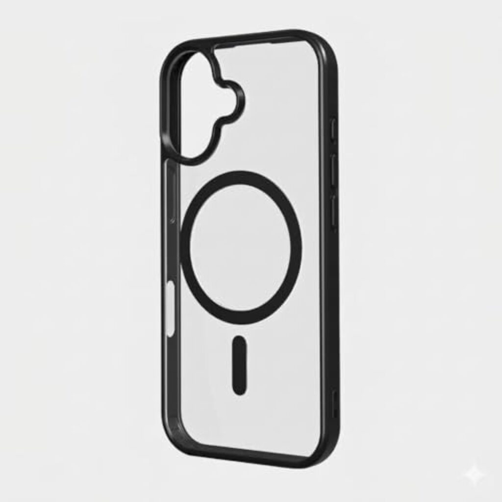PK Genius Mag-Safe Case Compatible for iPhone 16 Cover | Transparent Ultra Hybrid Drop and Camera Protection Back Cover Case Compatible for iPhone 16 (Black)