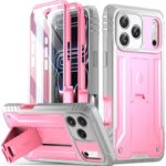 Poetic for iPhone 17 Pro Max Case with Camera Control Capture Button, [Built-in Stand] [Built-in Screen Protector] Full-Body Military Grade Rugged Phone Case for iPhone 17 Pro Max, Pink