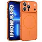 PRACHI WEB MART Converter Case for iPh 13 Pro | Premium Protective Mag-Safe Cover | iPh 17 Pro / 17 Pro Max Series Style Design | in-Built Camera Guard | Wireless Charging Compatible Orange
