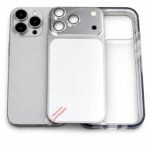 Premium Converter with Back Case for 13/14/15/16 Pro & Pro Max – Converts into 17 Pro/Pro Max Design | Plastic Backsheet + Transparent Bumper | Shockproof (Silver, iPhone 14 Pro Max)