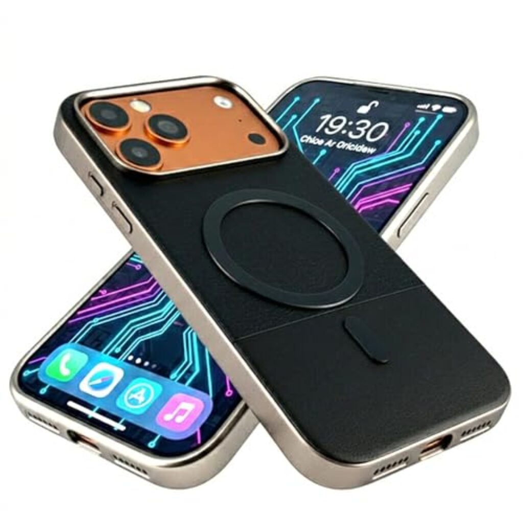 Premmium Skin Leather Case for iPhone 17 Pro Max, Magnetic Ring, Protective Cover,Lightweight,Crafted from Premium Leather Skin Material, Providing a Luxurious Look and a Comfortable Grip Black