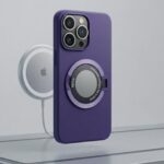 Purple Phone Case Compatible with iPhone 15 Pro Max, MagSafe Compatible, Raised Bezels, Drop Protection, Laser-Engraved Text Ring