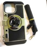 Retro Vintage Camera Style Fancy Phone Cover with Shoulder Strap, Compatible with iPhone, Black and Gold