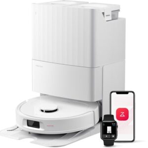 Roborock QV 35S Robotstofzuiger–10000 Pa zuigkracht– Dubbele anti-klitborstels– Slimme obstakelvermijding–Dubbele opklapbare– Draaiende dweilen– Automatisch dweilen–Zelfdrogend– Wit–Qrevo plus Upgrade