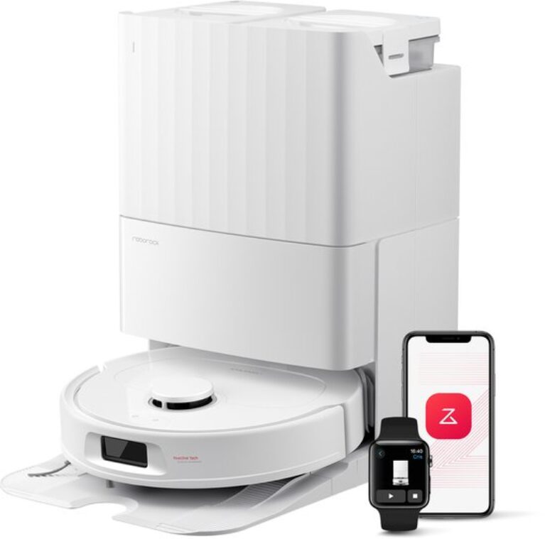 Roborock QV 35S Robotstofzuiger–10000 Pa zuigkracht– Dubbele anti-klitborstels– Slimme obstakelvermijding–Dubbele opklapbare– Draaiende...