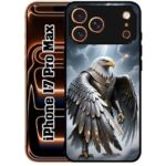 SATYA MART Eagle, White Bird Printed 2D Metal Back Case for iPhone 17 Pro Max |Soft TPU Sides, Anti-Skid Grip, Shockproof Slim Fit, Full Body Protection Designer Cover-342